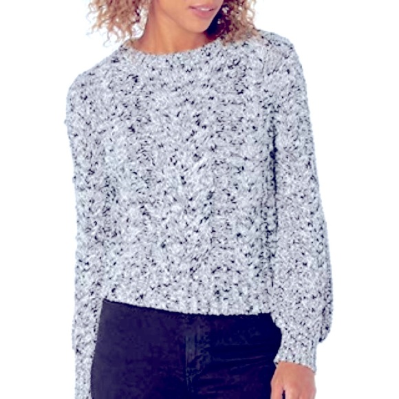 Warm » Cozy » Super Soft Pullover Speckled Grey & White Sweater w/Crew Neckline - Picture 3 of 15